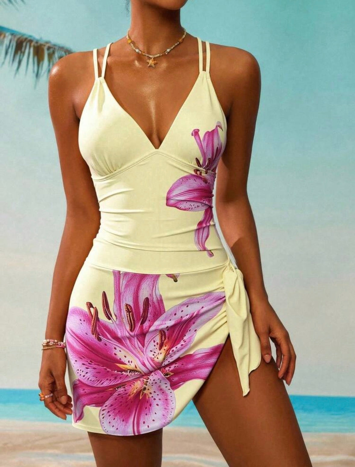 Maillot de bain nouée (Jaune) (New)