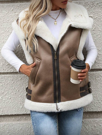 Veste sans manches en fourrure de mouton