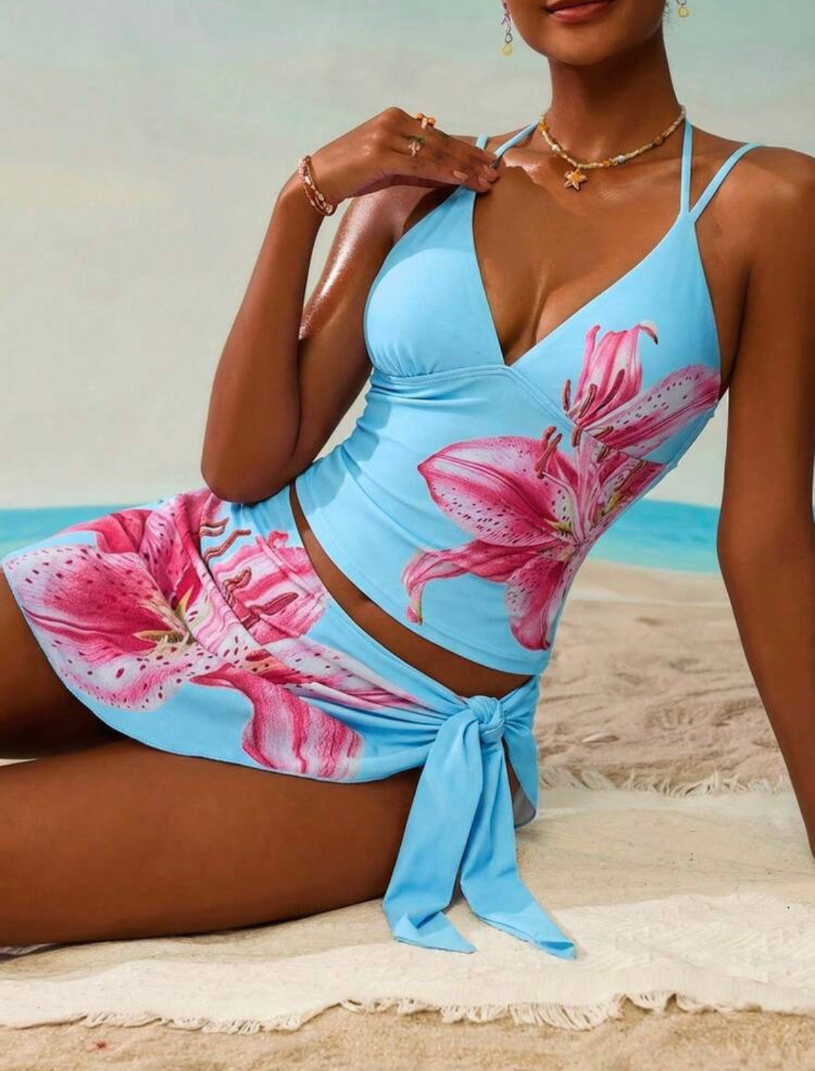 Maillot de bain nouée (Bleu)