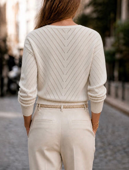 Tricot col V -  à lacets