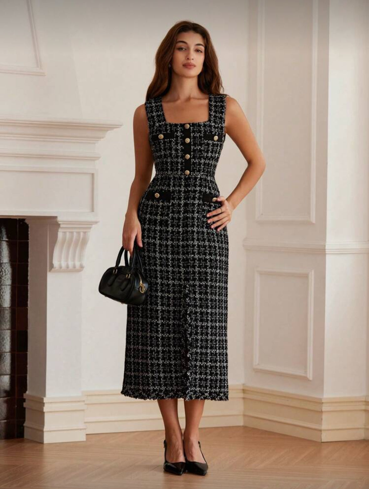 Robe à col carré