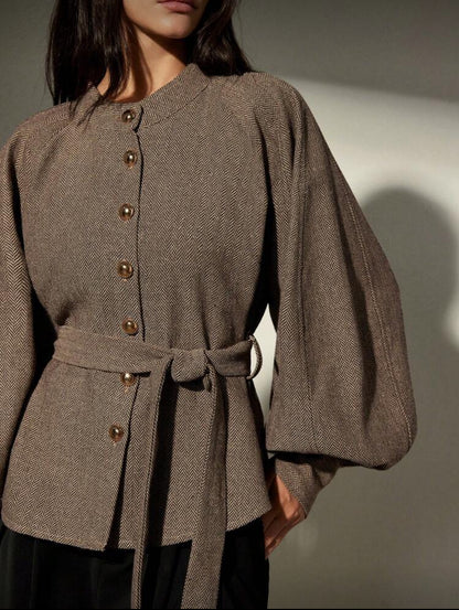 Chemise à manches longues col mao