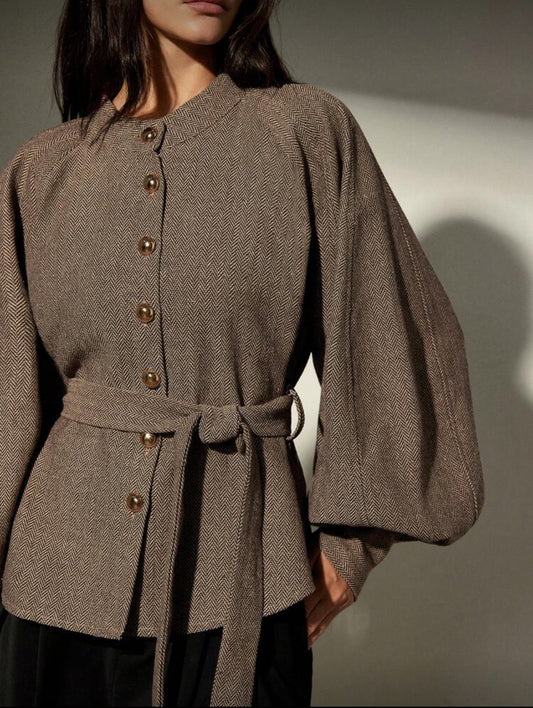 Chemise à manches longues col mao