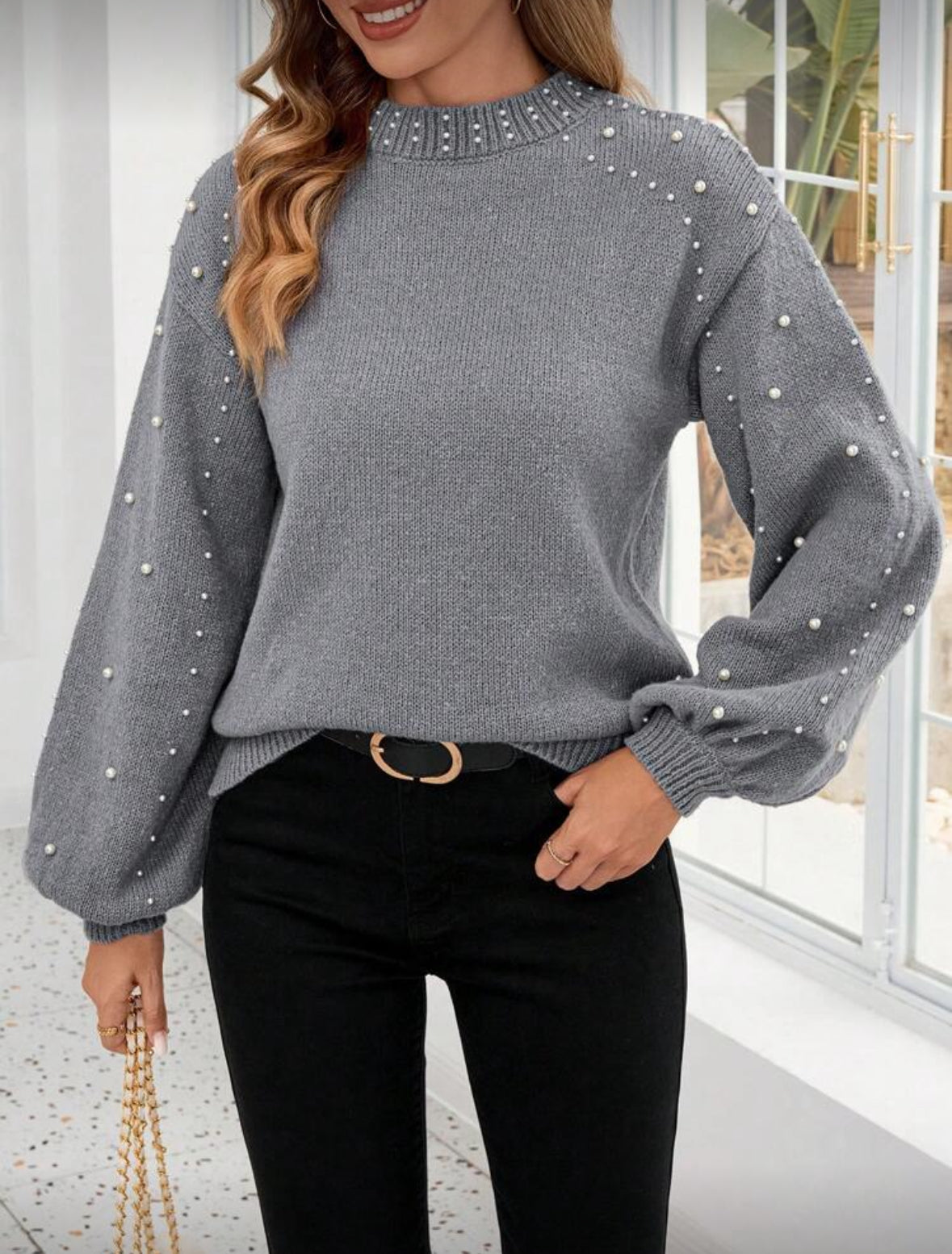 Pull manches lanternes et perles