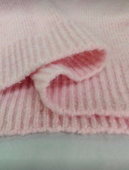 Pull col rond Rose bonbon