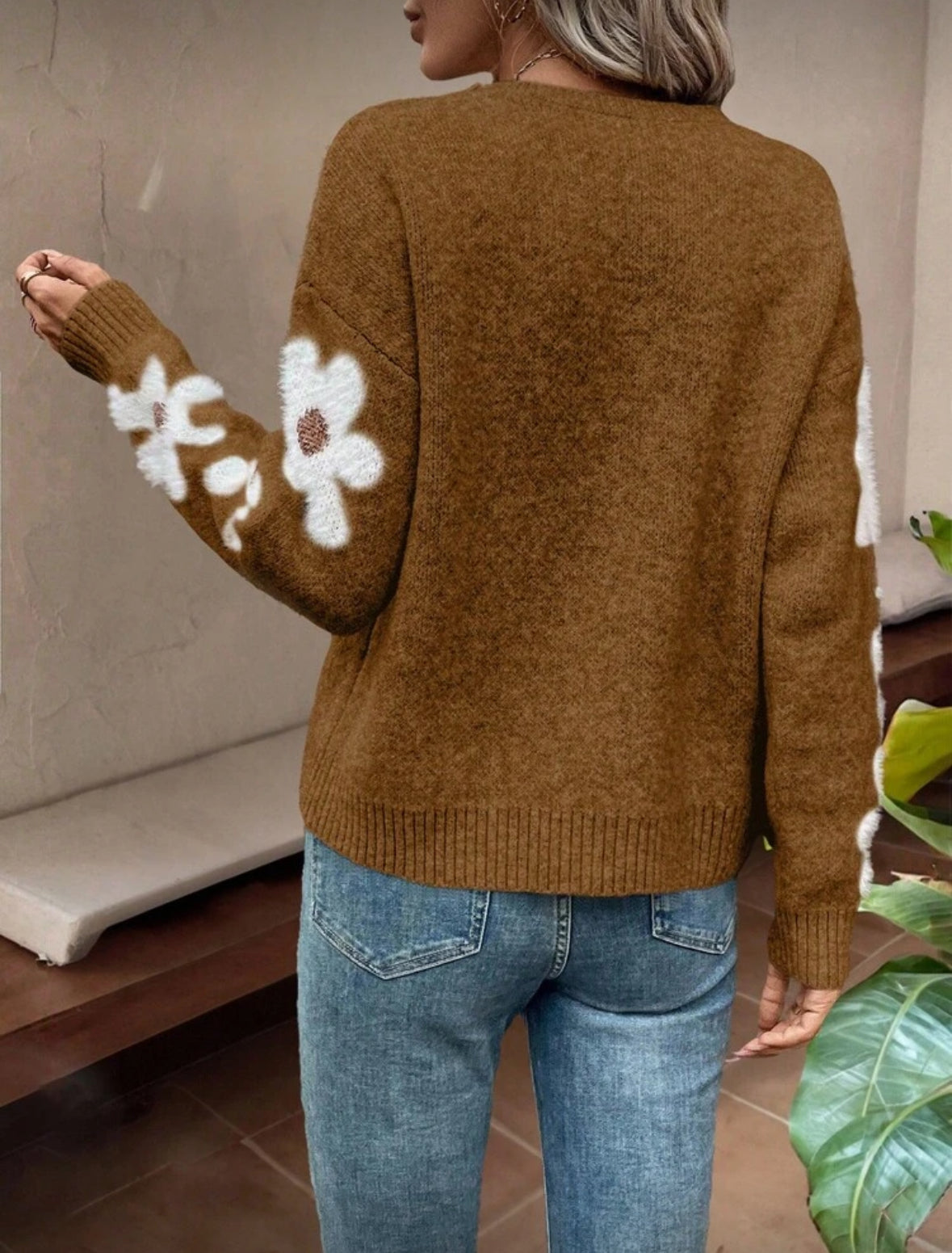 Pull ample à col rond et manches longues