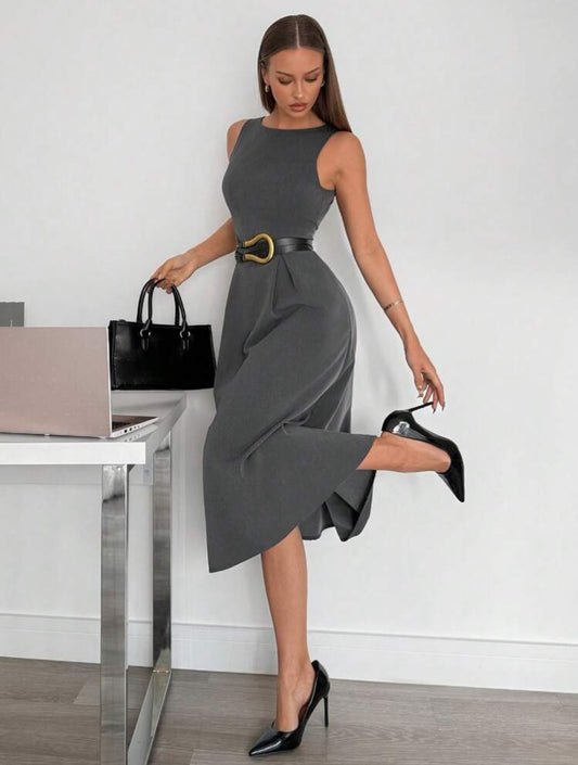 Robe midi grise