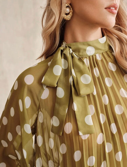 Blouse élégante - vert à pois