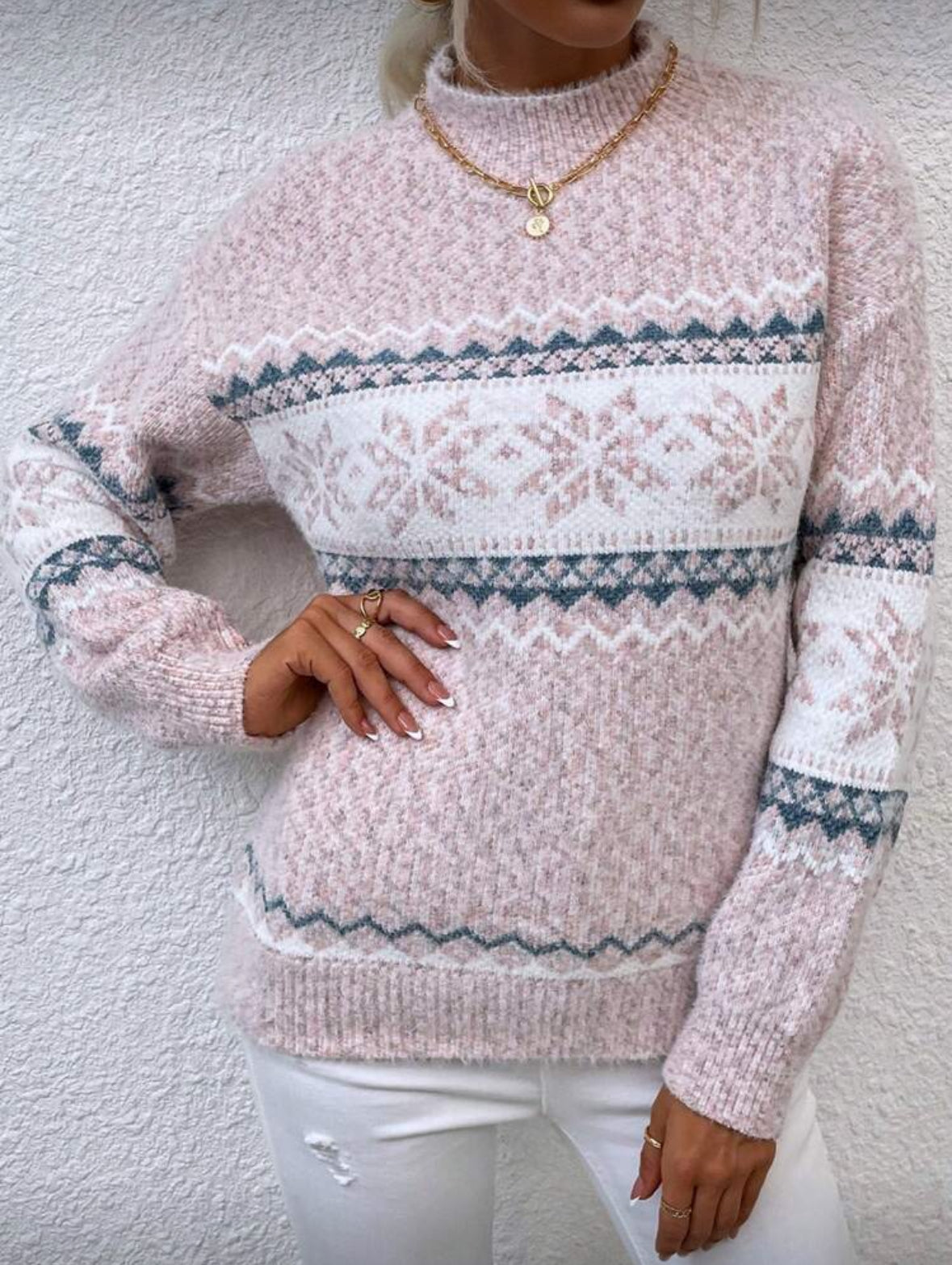 Pull tricoté col roulé