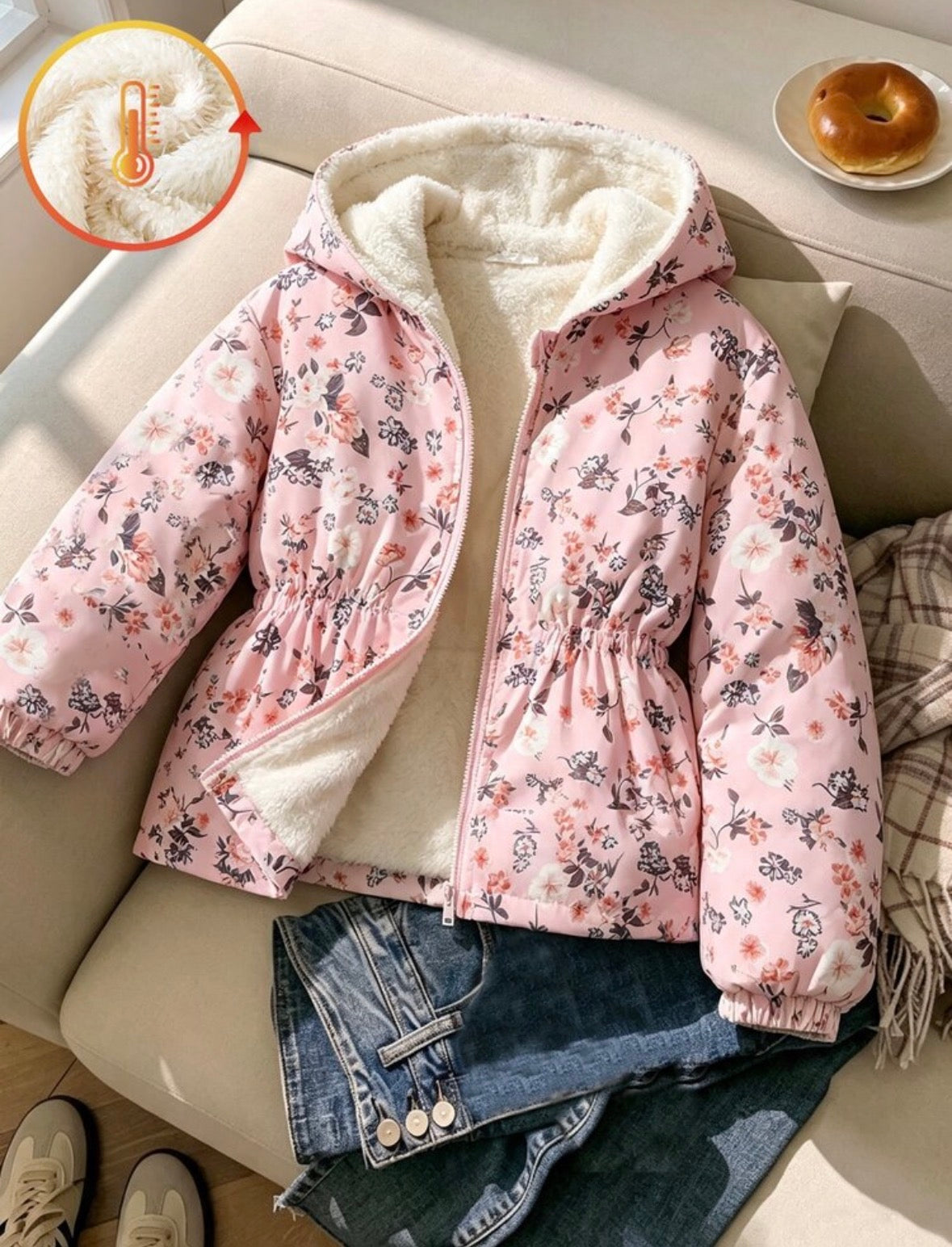 Veste à capuche zippé doublé