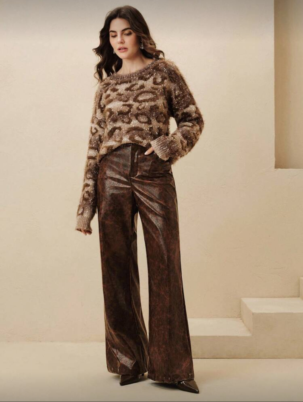 Pantalon évasé en PU