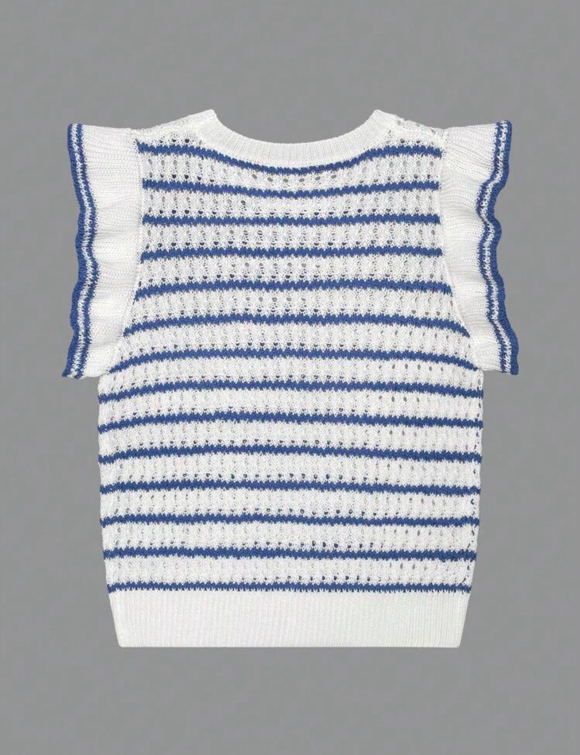 Gilet — Crochet rayé (Bleu)