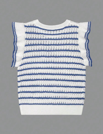 Gilet — Crochet rayé (Bleu)