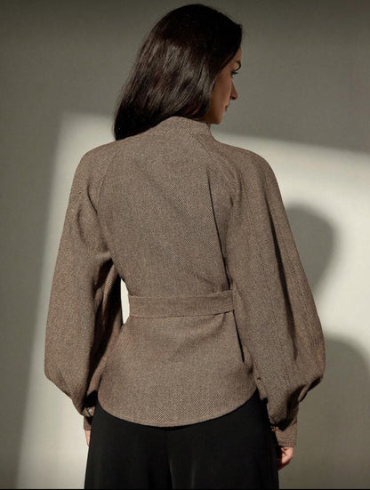 Chemise à manches longues col mao