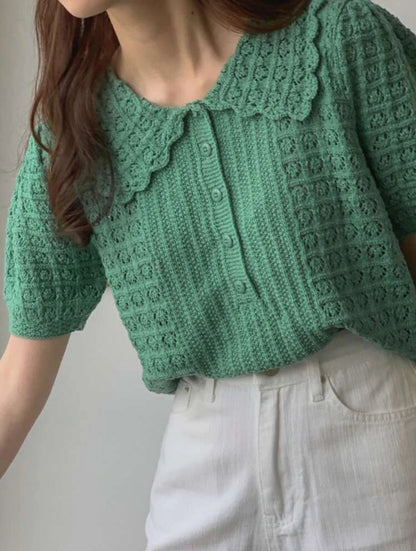 Top en tricot manches bouffantes