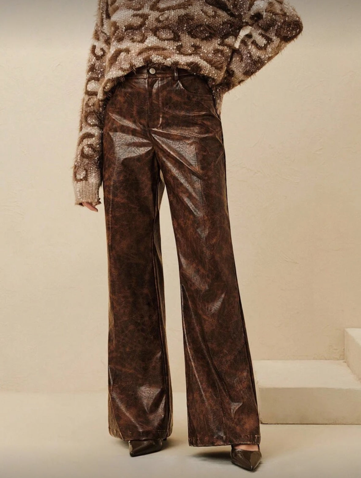 Pantalon évasé en PU