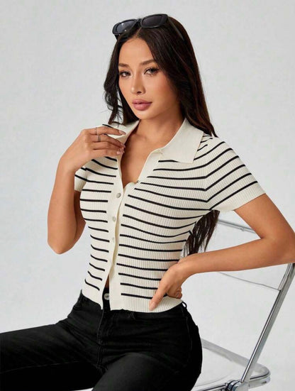 Top tricoté — Rayures noires