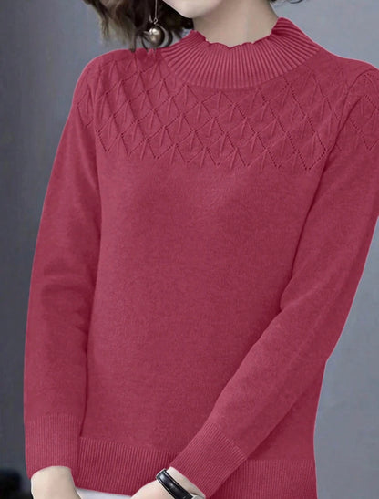 Pull col roulé - Rose vif