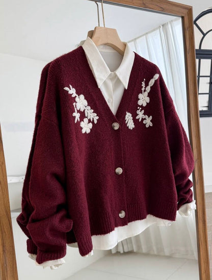 Cardigan Bordeau - Floral