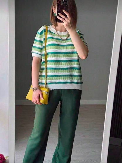 Top court à manches courtes rayé