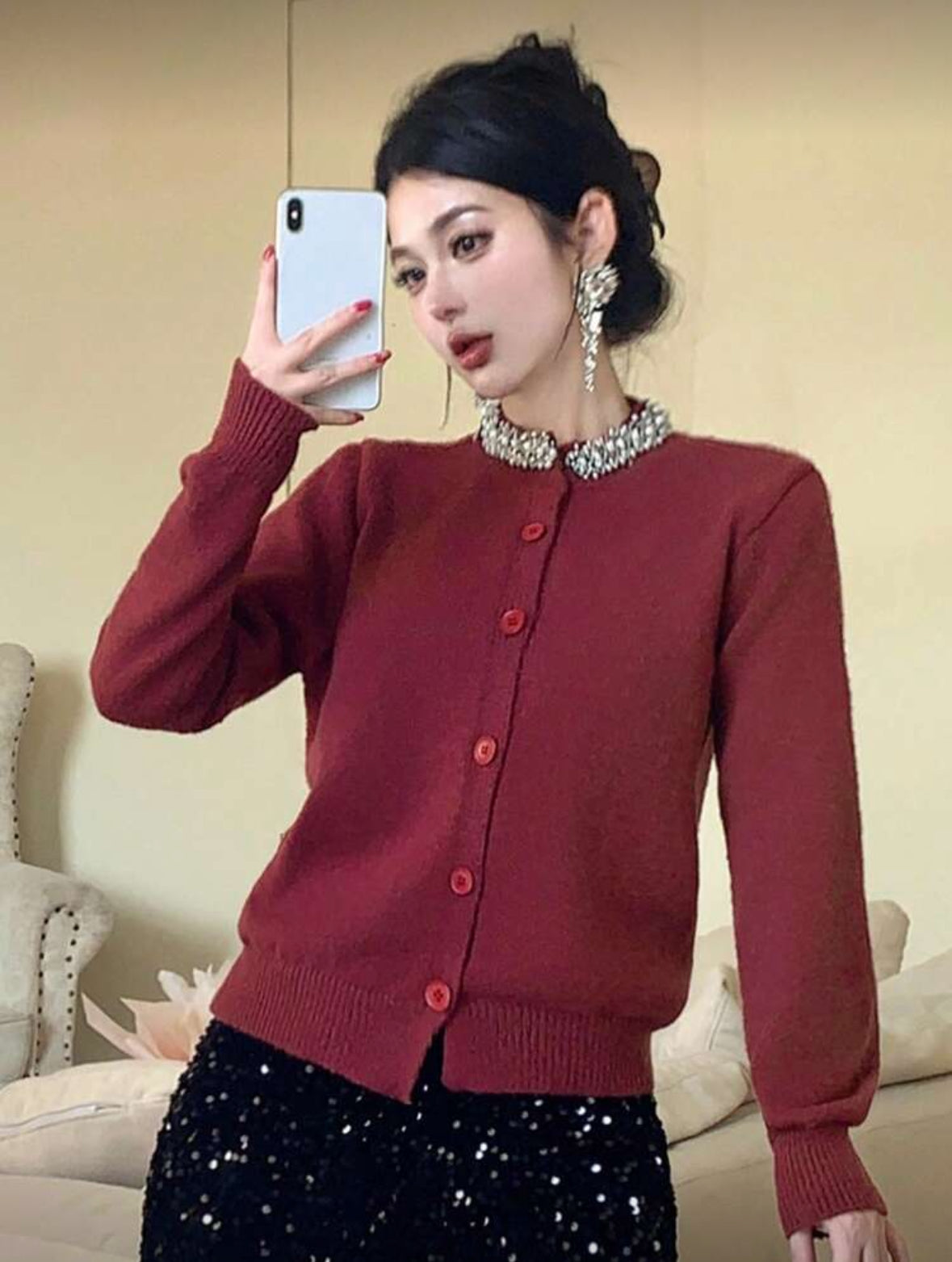 Cardigan avec ornements de strass