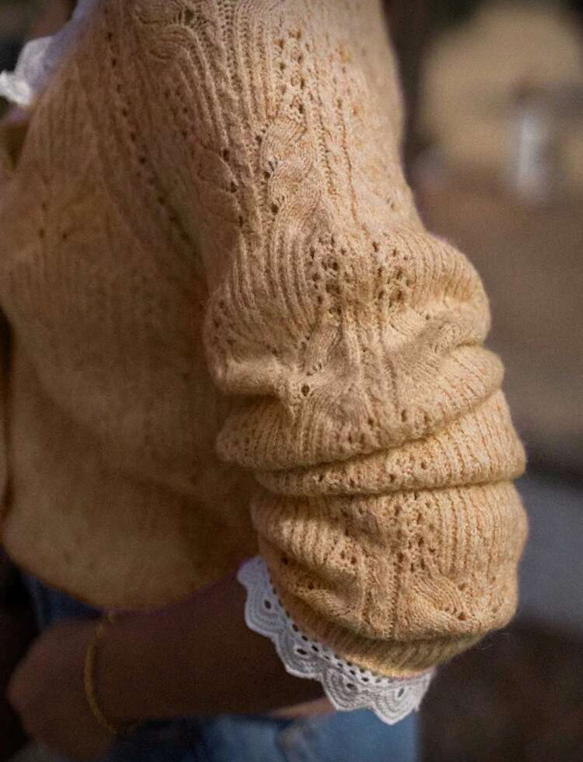 Cardigan tricoté texturé à col V