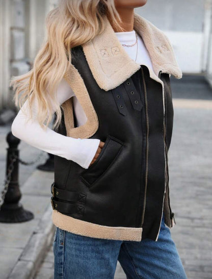 Veste sans manches zippée,Laine d'agneau