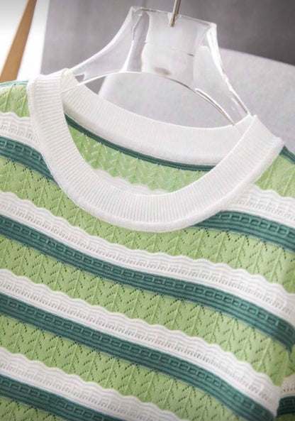 Top court à manches courtes rayé