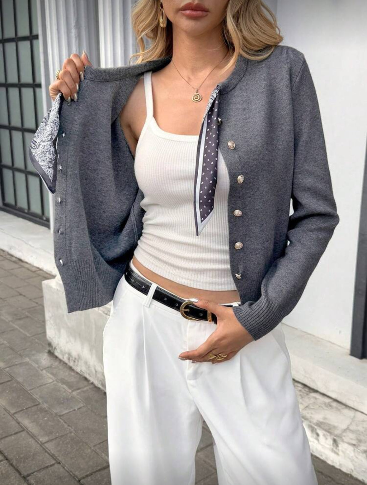 Pria top décontracté (Gris)