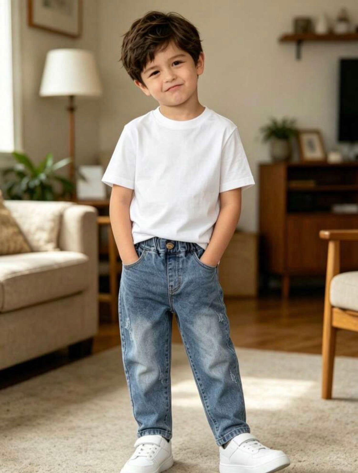 Jeans en denim délavé