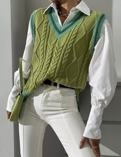 Pull sans manches -Vert olive