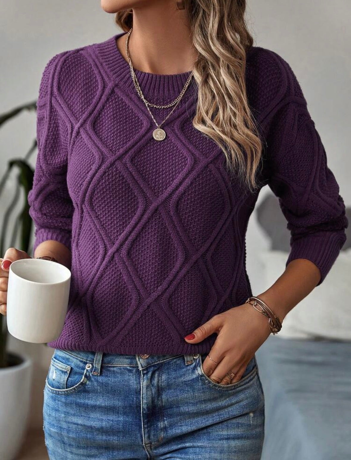 Top tricoté - Violet