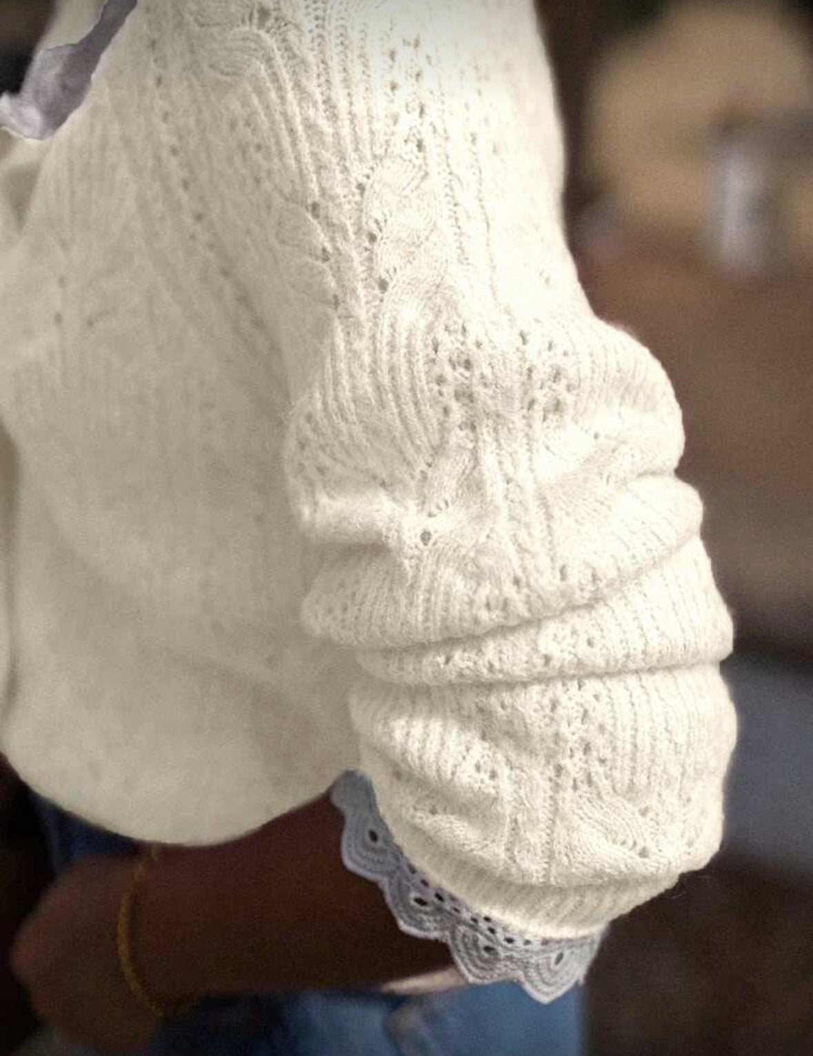 Cardigan tricoté texturé à col V