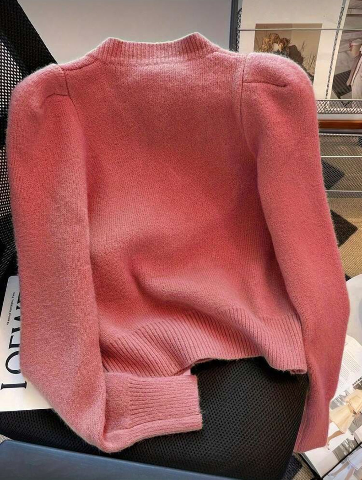 Cardigan tricoté (Rose vif)