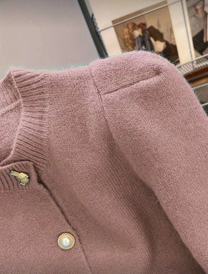 Cardigan tricoté (Vieux Rose)