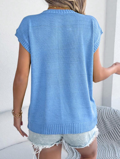 Top à épaules tombantes (Bleu)