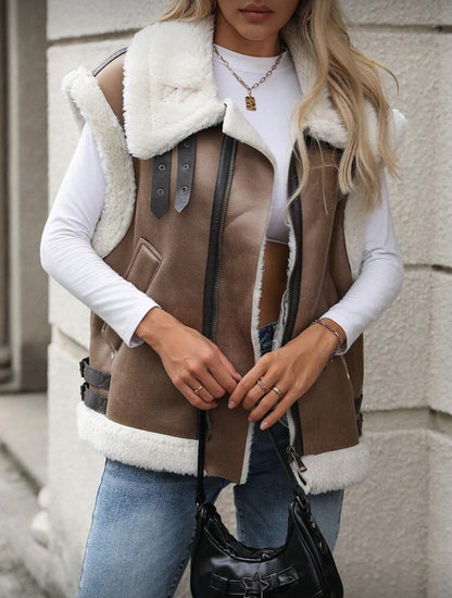 Veste sans manches en fourrure de mouton