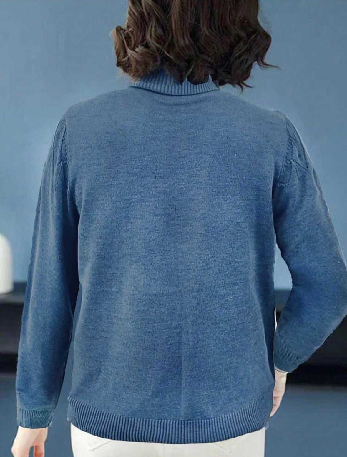 Pull col roulé - Bleu