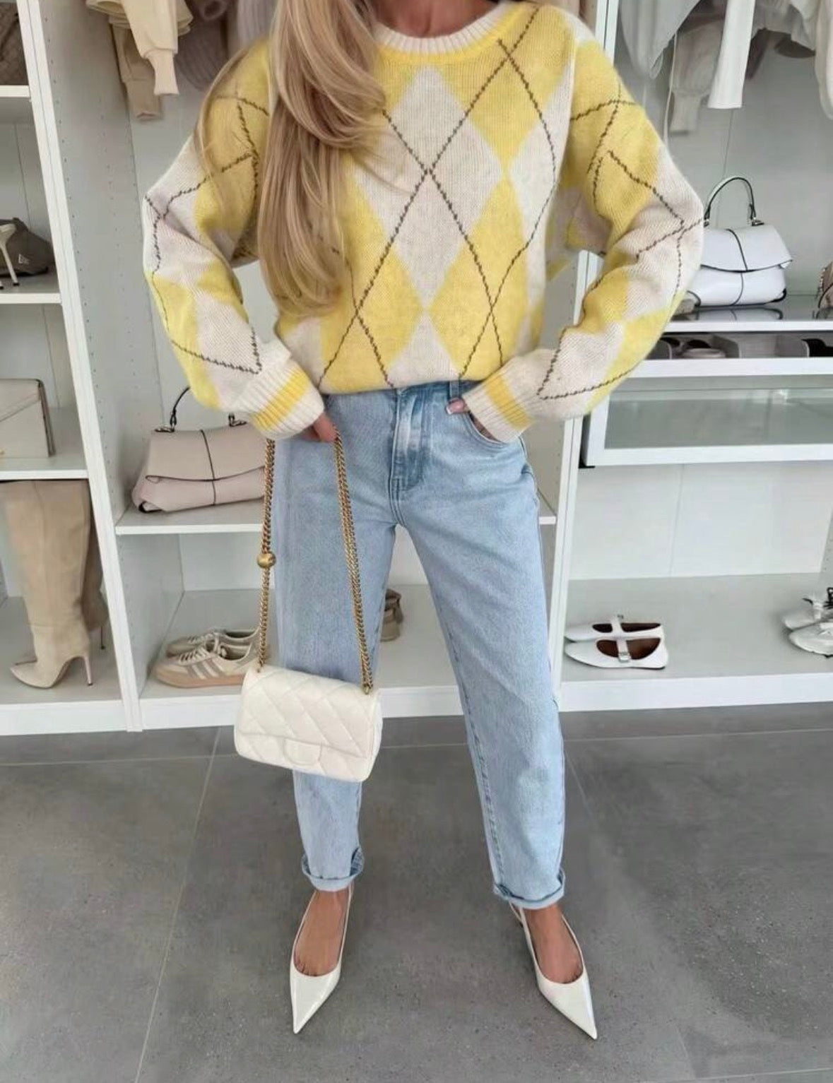 Pull - Jacquard jaune