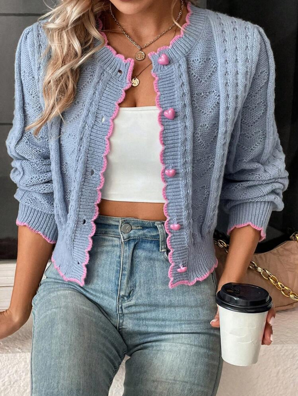 Franclin Cardigan décontracté Bleu-ciel