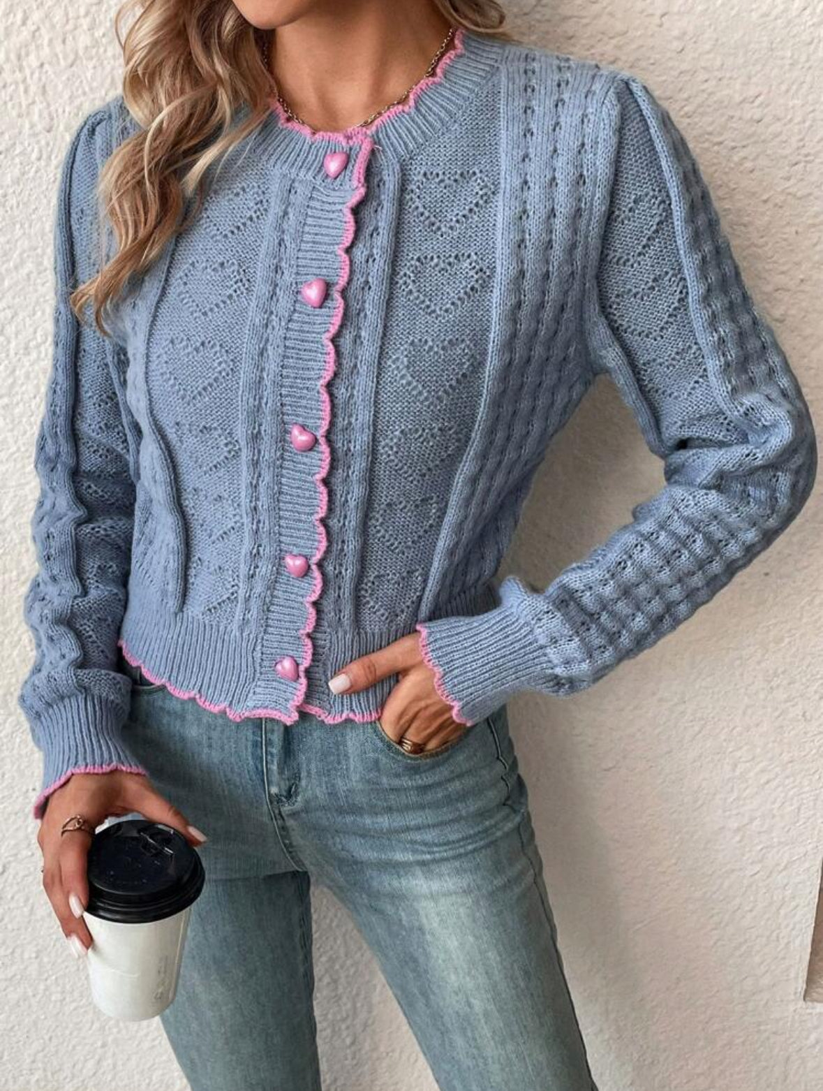 Franclin Cardigan décontracté Bleu-ciel