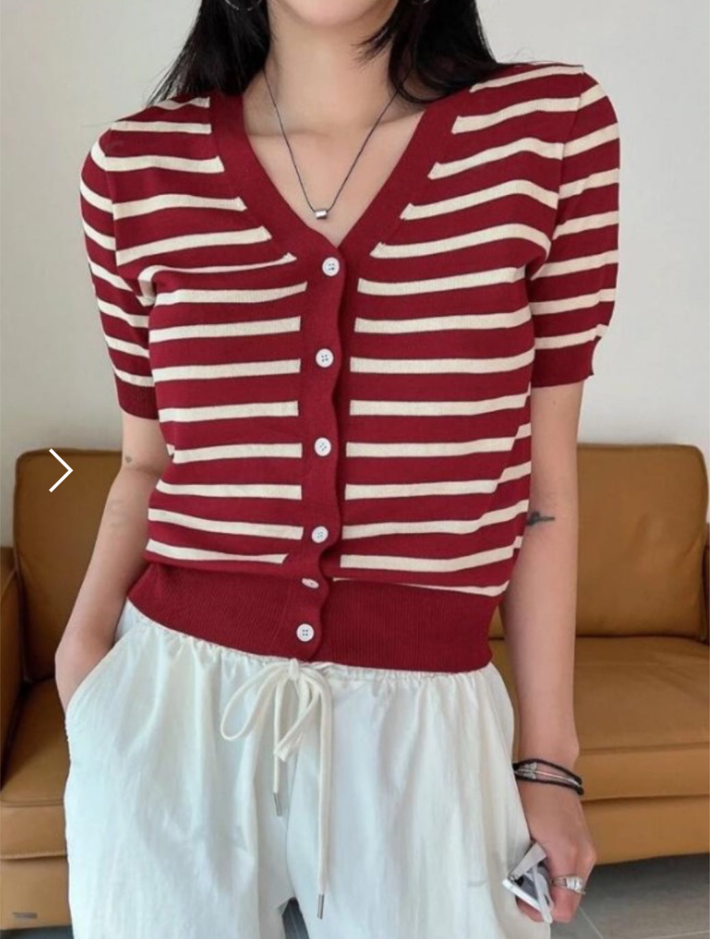 Spring cardigan Red & white