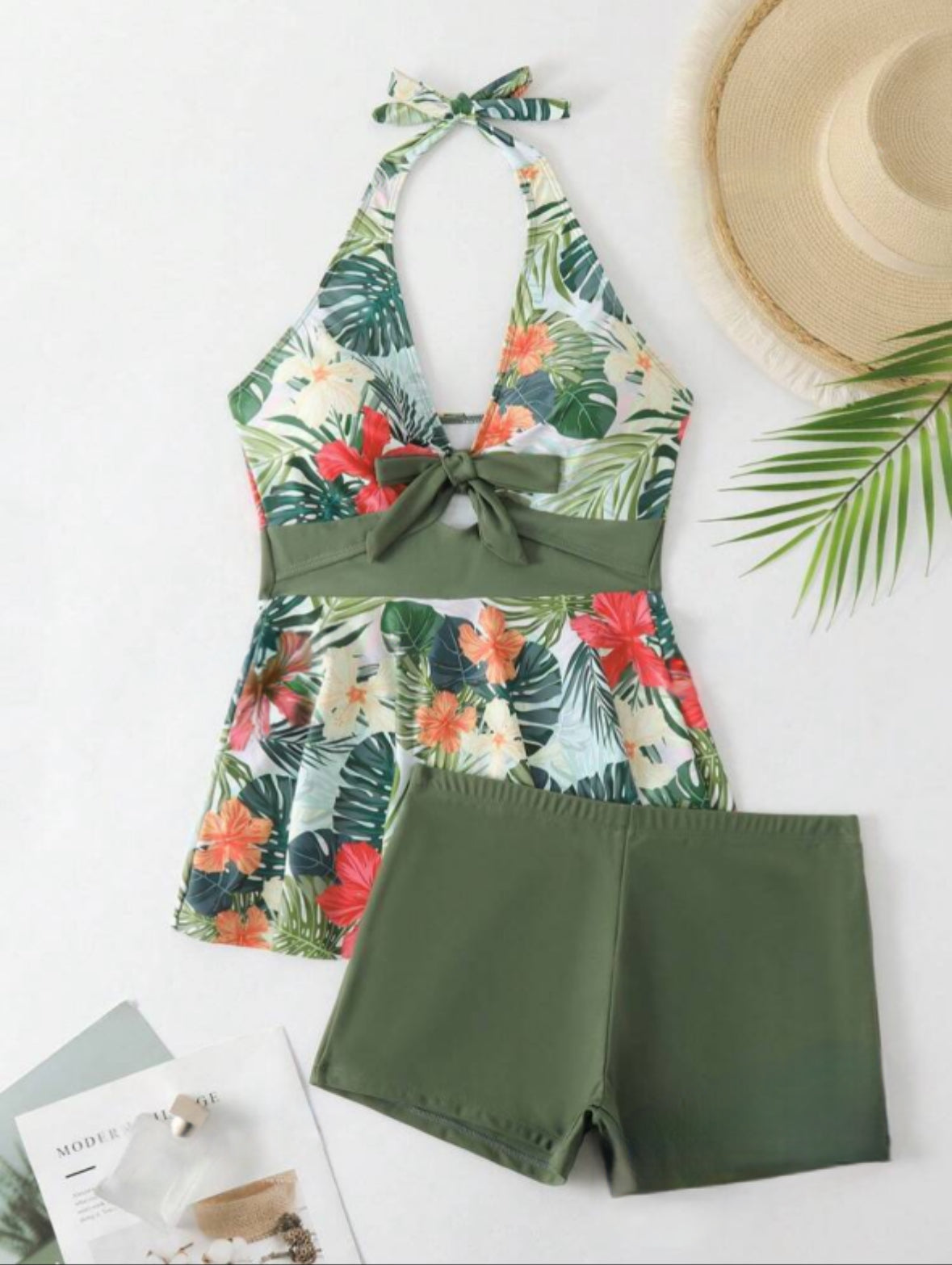 Tankini with short vert army