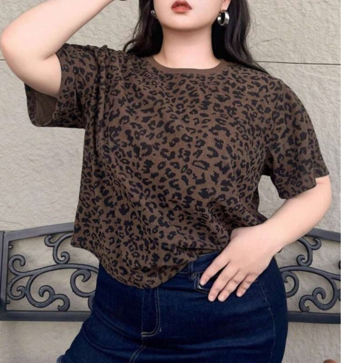 Leopard t-shirt loose fit (Curve)