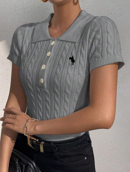 Top tricoté casual à col polo