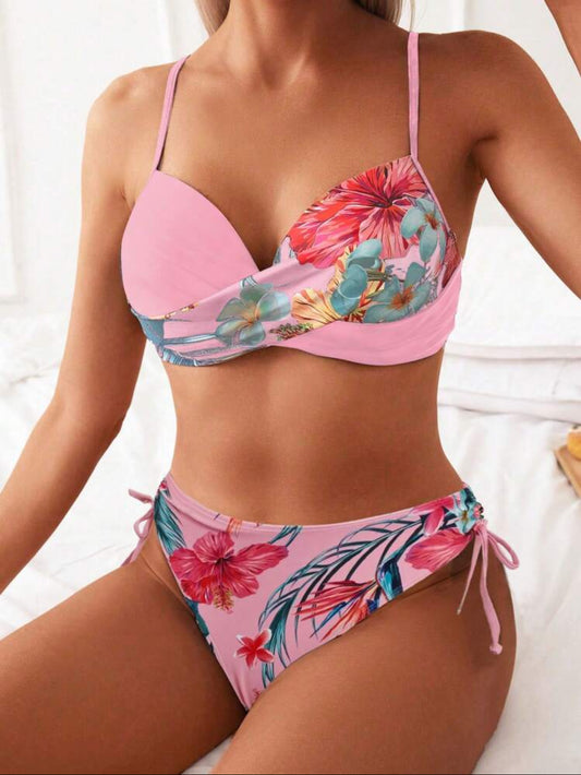 Bikini à croisillon (Rose)