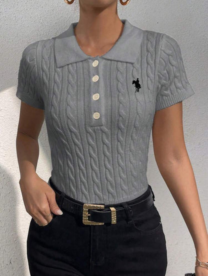 Top tricoté casual à col polo