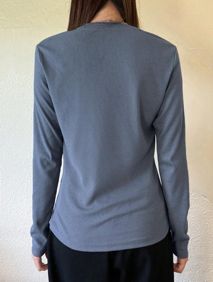 T-shirt à manches longues moulant unicolore