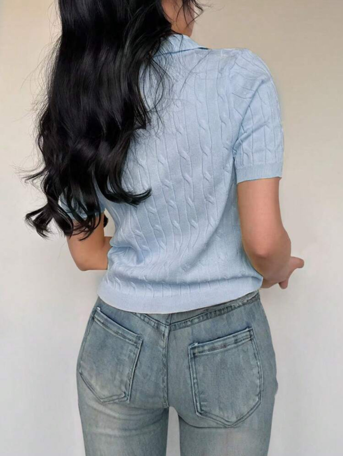 Polo tricoté  (Bleu-ciel)