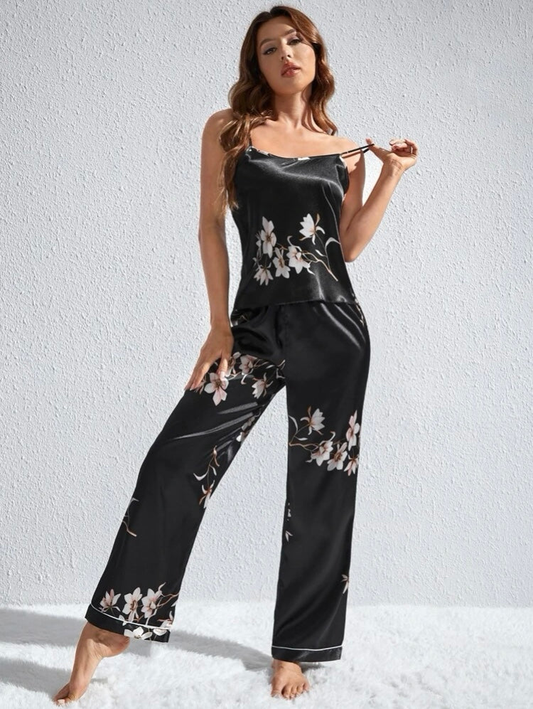 Pyjama floral noir